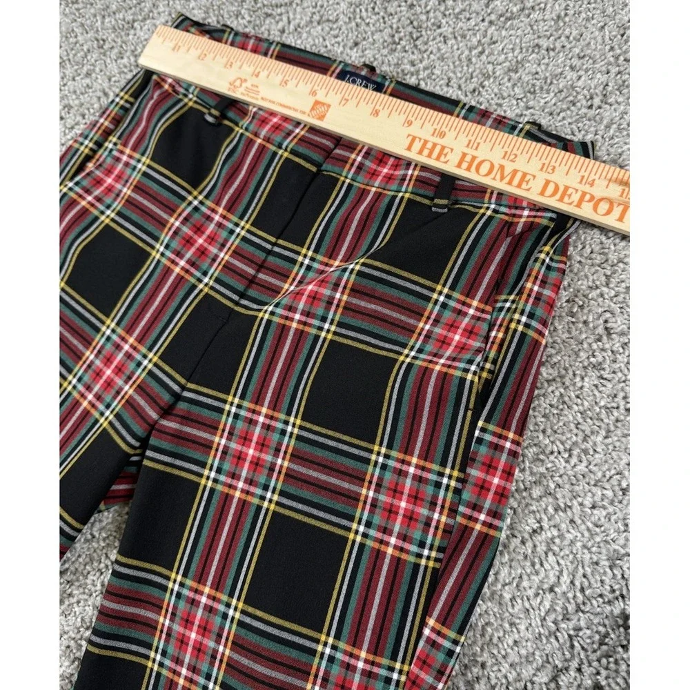 J Crew Ruby‎ Full Length Pant Holiday Red Tartan Plaid 2 Petite - Picture 7 of 8